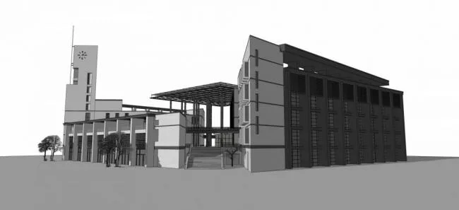 Sketchup文化模型|福州大学图书馆，多层，现代风格，文化建筑
