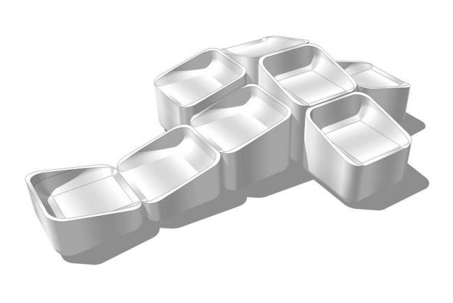 Sketchup素材模型|组合座椅，建筑构件，现代风格，景观，椅子