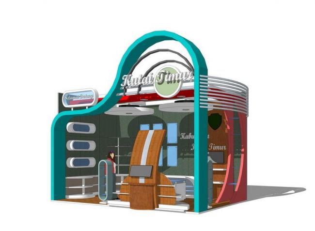 Sketchup素材模型|贩卖亭，售卖亭，小卖部