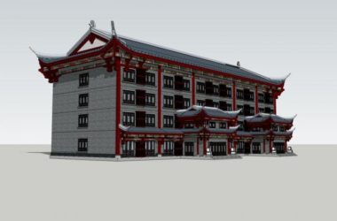 Sketchup商业模型|多层商业建筑，中式风格，古建-BIM建筑网