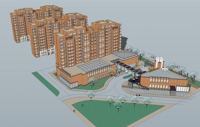 Sketchup住宅模型|多层住宅，集中商业，现代风格，红砖，居住建筑