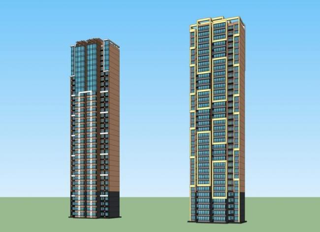 Sketchup住宅模型|高层住宅，现代风格，居住建筑
