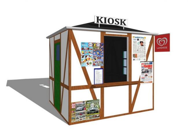 Sketchup素材模型|贩卖亭，售卖亭，小卖部，服务站