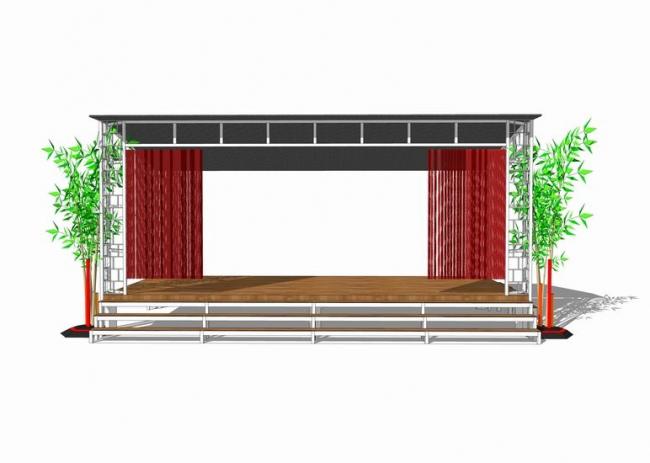 Sketchup素材模型|户外舞台，室外舞台
