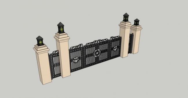 Sketchup素材模型|入口，大门，景观，建筑构件，古典风格
