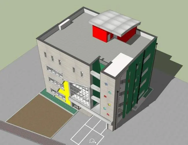 Sketchup体育馆模型|运动场馆建筑，旧楼立面改造，现代风格