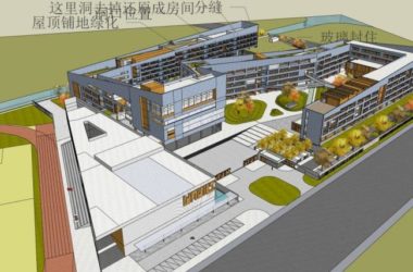 Sketchup学校模型|校园，多层学校，教学楼，教育建筑，现代风格-BIM建筑网