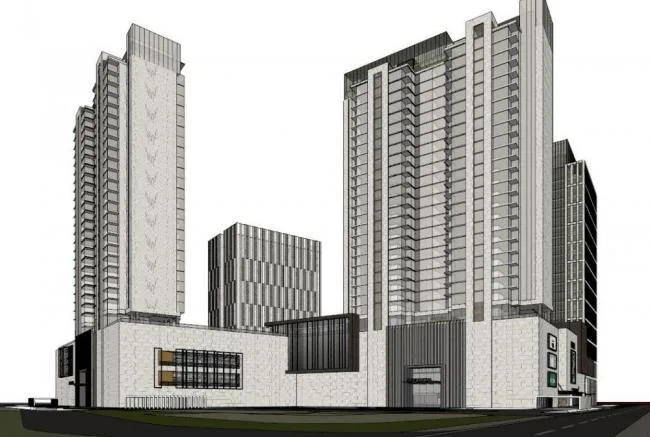 Sketchup综合体模型|超高层商业综合体，办公，商业裙房，现代风格