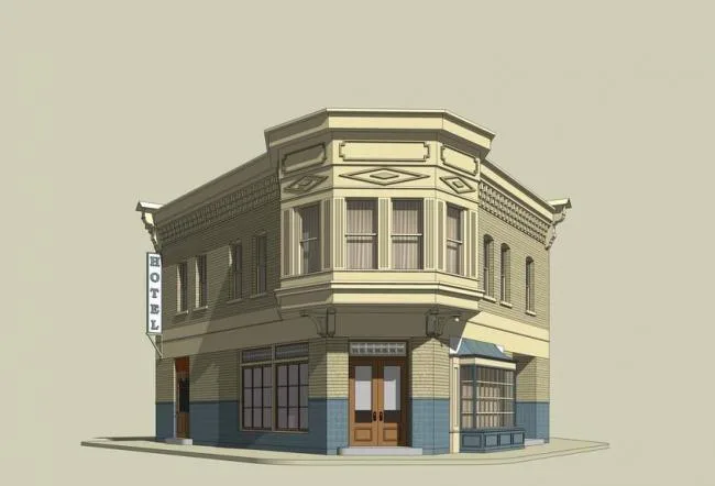 Sketchup商业模型|转角商业楼，欧式，古典风格