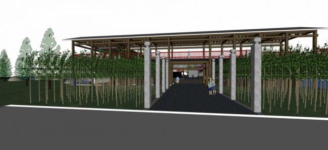 Sketchup景观模型|公园景观，桥，城市小品，水坝，多层，中式