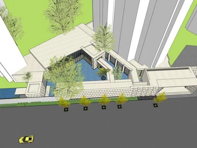 Sketchup商业模型|多层售楼中心，商业建筑，现代风格