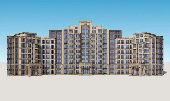 Sketchup住宅模型|多层住宅，居住建筑，新古典风格，简欧