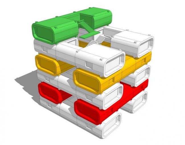 Sketchup素材模型|集装箱建筑