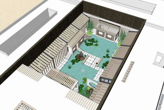 Sketchup景观模型|庭院景观，中式风格