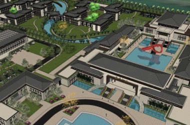 Sketchup医院模型|多层疗养中心，新中式风格，医疗建筑-BIM建筑网