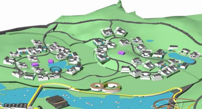 Sketchup住宅模型|民居，度假村，村落，中式风格