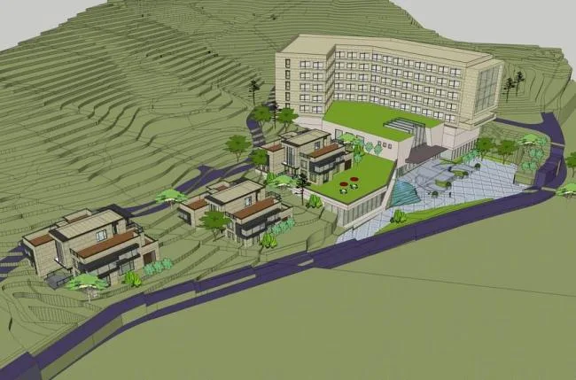 Sketchup酒店模型|多层山地酒店，现代风格，别墅