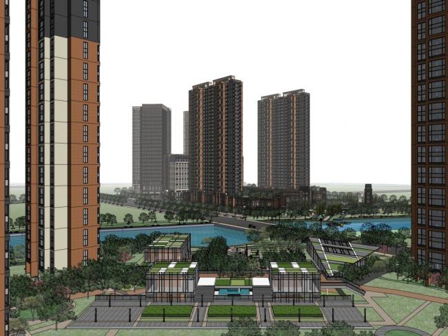 Sketchup住宅模型|超高层住宅，小区，新古典风格，居住建筑