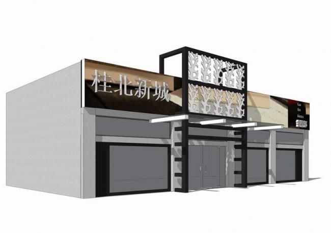 Sketchup商业模型|商铺门头改造，店面设计，售楼部立面，商业建筑，现代风格