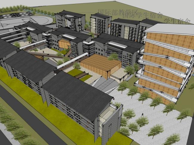 Sketchup学校模型|多层学校，教育建筑，校园，教学楼，现代风格