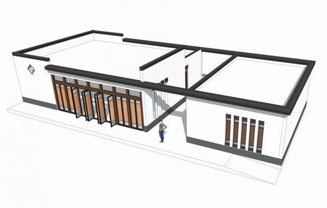 Sketchup小品模型|物业用房，中式风格，管理房，公园小建筑