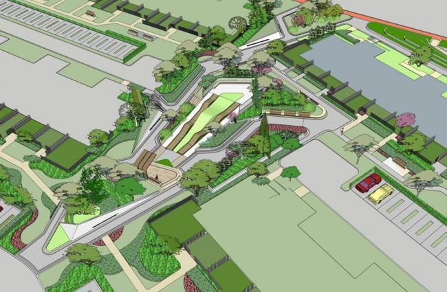 Sketchup景观模型|住宅小区景观，廊架坐凳，现代风格