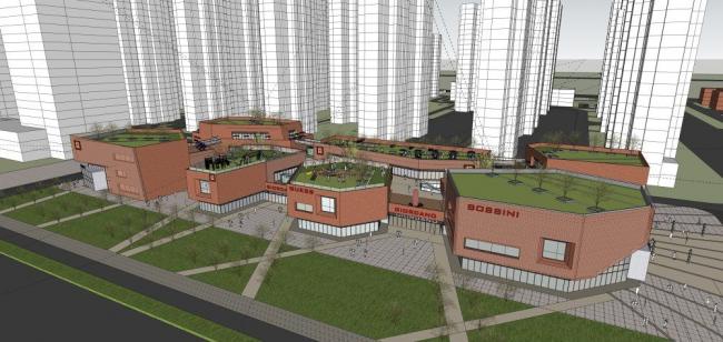 Sketchup商业模型|多层商业建筑，现代风格，商业街