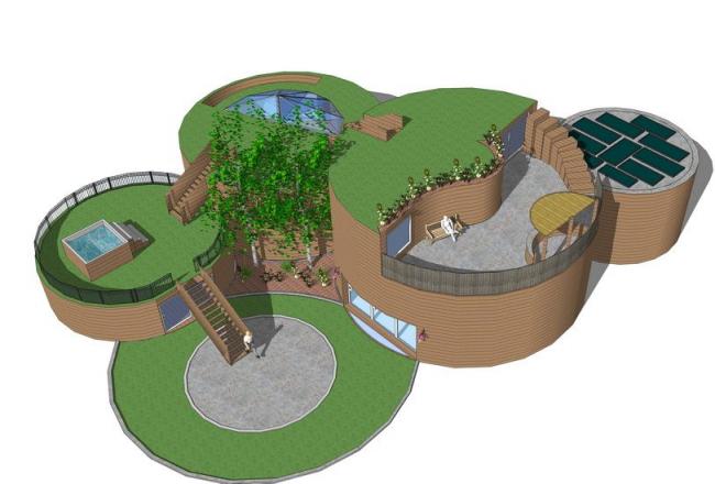 Sketchup景观模型|庭院景观，现代风格，屋顶花园