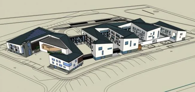 Sketchup学校模型|多层学校，教学楼，教育建筑，新中式风格