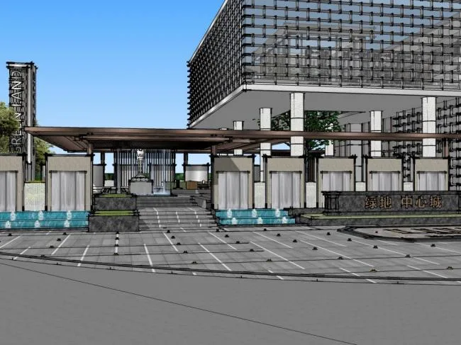 Sketchup商业模型|多层售楼处，商业建筑，现代风格