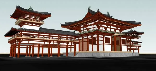 Sketchup古建筑模型|多层，古建，景观，入口，亭，中式风格，廊