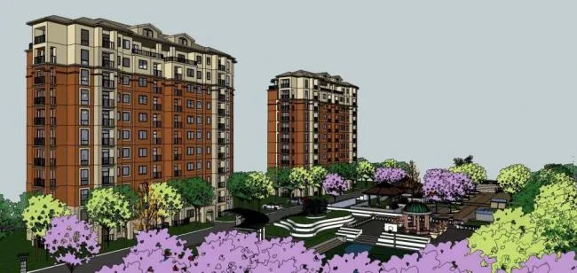 Sketchup住宅模型|高层住宅小区，景观，欧式，居住建筑