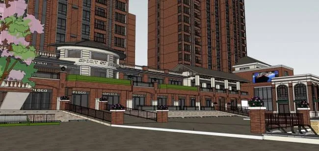 Sketchup住宅模型|高层住宅，商业裙房，新古典风格，居住建筑