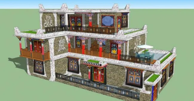 Sketchup住宅模型|多层住宅，藏式民居，居住建筑