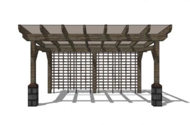 Sketchup素材模型|新中式廊架，景观素材组件-BIM建筑网