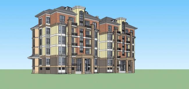 Sketchup住宅模型|多层住宅，花园洋房，欧式，古典风格，居住建筑
