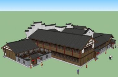 Sketchup古建筑模型|古建院落，中式风格-BIM建筑网