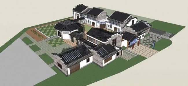 Sketchup学校模型|多层幼儿园，中式风格，学校，教育建筑