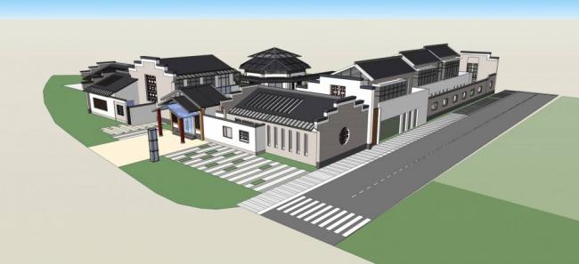 Sketchup学校模型|多层幼儿园，中式风格，学校，教育建筑