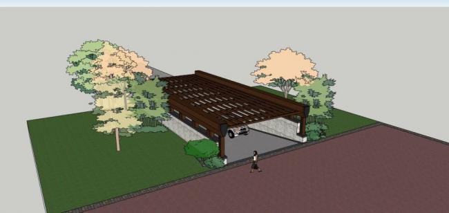 Sketchup素材模型|地下车库入口，现代风格