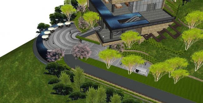 Sketchup商业模型|多层山地会所，商业建筑，现代风格