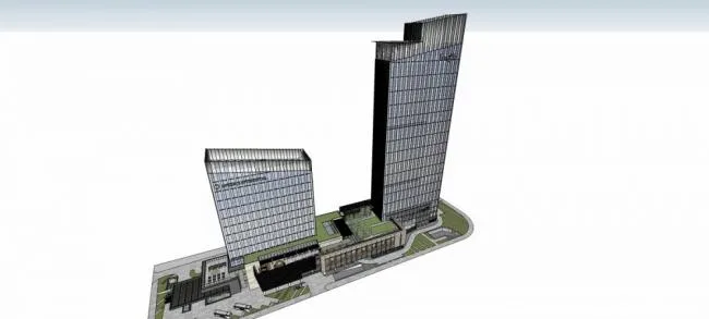 Sketchup酒店模型|杭州龙湖下沙洲际国际酒店，超高层，办公，现代风格