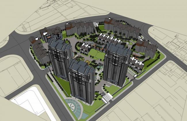 Sketchup住宅模型|高层住宅小区，居住建筑，联排别墅，花园洋房，公寓，中式风格