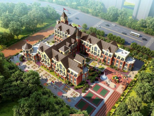 Sketchup学校模型|多层幼儿园，英式风格，古典风格，教育建筑