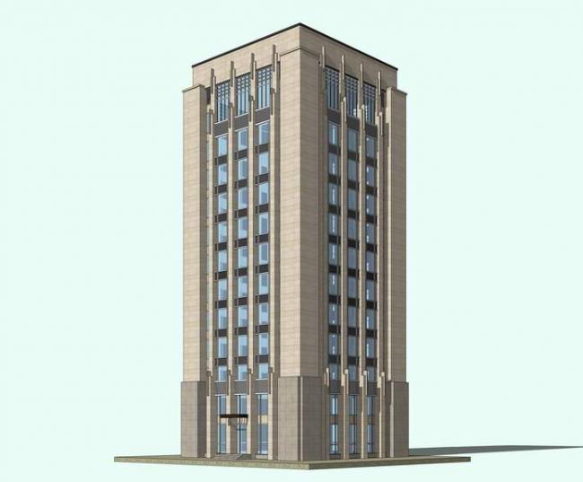 Sketchup办公模型|高层办公楼，简欧式写字楼，新古典风格