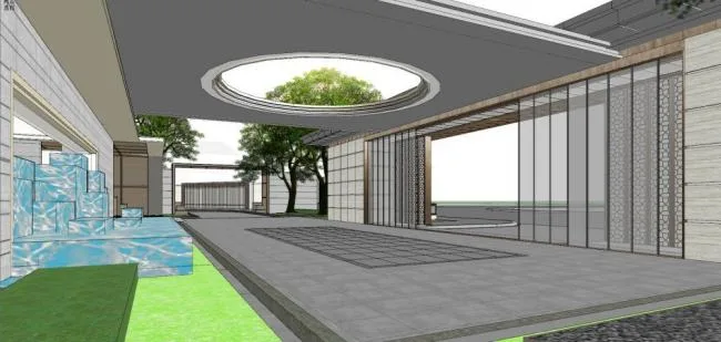 Sketchup商业模型|多层售楼处，商业建筑，现代风格
