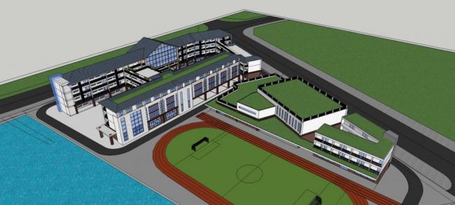 Sketchup学校模型|多层学校，小学，教育建筑，新中式风格，教学楼