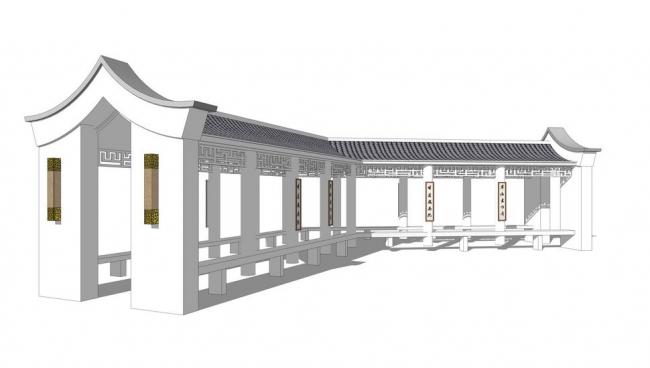 Sketchup素材模型|廊架，新中式风格