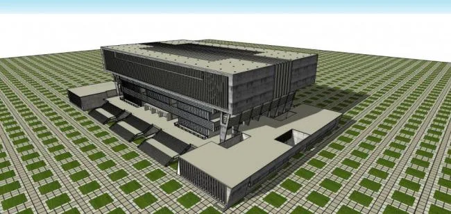 Sketchup文化模型|多层图书馆，文化建筑，现代风格