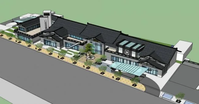 Sketchup商业模型|多层商业街，商场，中式风格